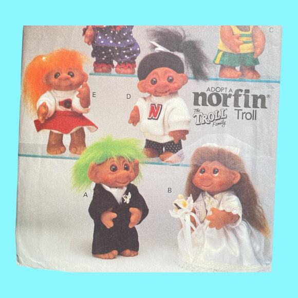 Vtg Norfin Troll Doll Clothes Butterick Pattern #6439 Bride Groom 6 Outfits - Picture 7 of 13